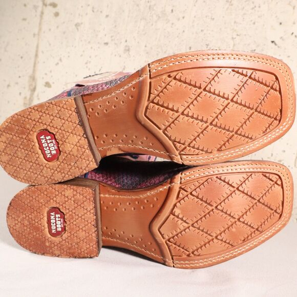 Nocona Boots Womens Size 6.5 B Purple Python Print w/ Cactus Upper Brand New - Picture 7 of 12